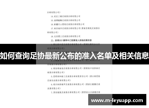 如何查询足协最新公布的准入名单及相关信息