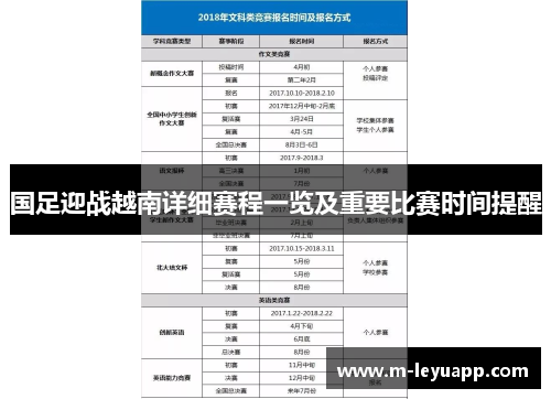 国足迎战越南详细赛程一览及重要比赛时间提醒